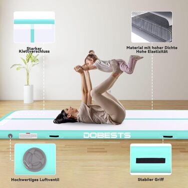 Airtrack BESTS мат гімнастичний 300x100x10 см, зелений: для дому, фітнесу, йоги, спорту з насосом та сумкою