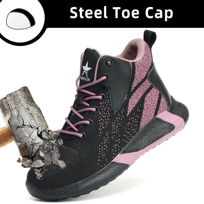 Легкі захисні черевики для чоловіків та жінок. Робочі черевики з металевим носком. Дихаючі, неслизькі, з металевим носком. Розміри 35-48 EU (37 EU, фіолетовий)