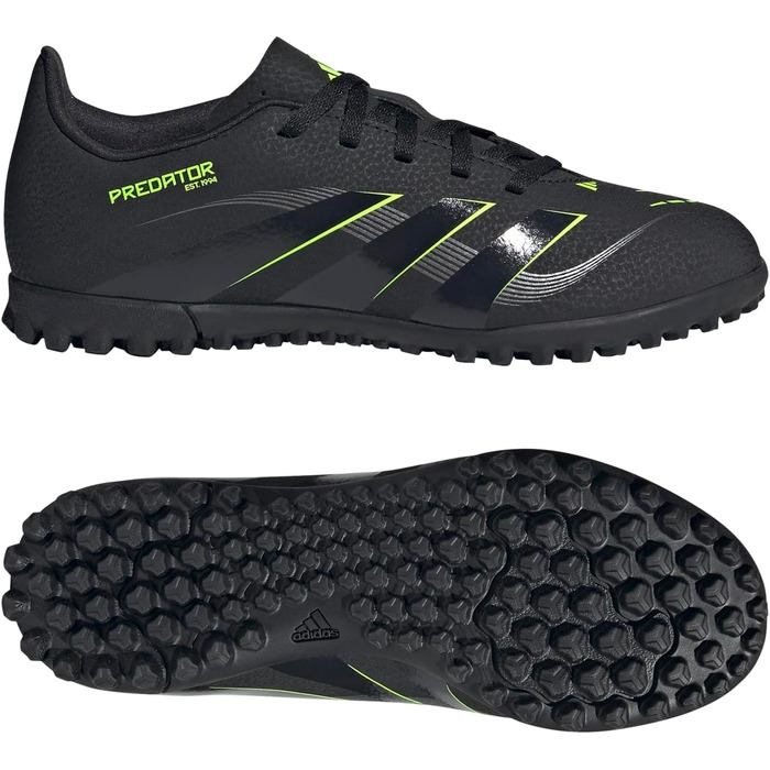 Бутси футбольні adidas Predator Club Turf Unisex, 34 EU, чорний/карбон/лимонний, для штучного покриття