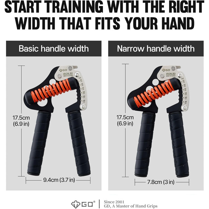 Handtrainer GD Iron Grip 12LV: Регульований тренажер для рук та зап'ястя (силиконовий хват 26-82 кг)