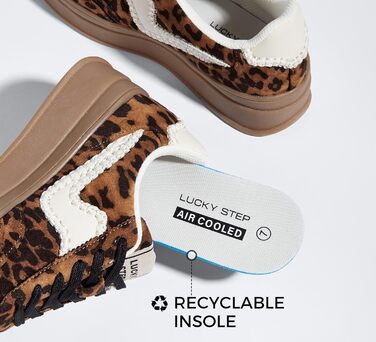 Жіночі кросівки на платформі LUCKY STEP – модні масивні кросівки, зручні шнурівки для повсякденного носіння та прогулянок з прошитими деталями. Чорно-білі (Коричневий леопард, 38 EU)