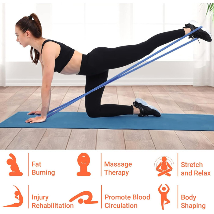 Набір еластичних стрічок для фітнесу з 4 рівнями опору, дверний анкер, 2 ручки та сумка для зберігання - для підтягувань, йоги, розтяжки, силових тренувань та покращення мобільності (з інструкцією)