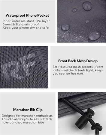 Поясна сумка для бігу WATERFLY: тримач для телефону, поясна сумка для джогінгу (чоловіча/жіноча), три відділення, для марафону та тріатлону, темно-сіра