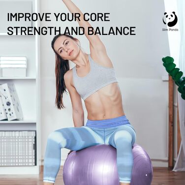 Гімнастичний м'яч Slim Panda 55-85 см, антивибуховий фітбол з насосом для фітнесу, терапії, вагітних і літніх людей