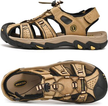 Чоловічі трекінгові сандалі LVPTSH: шкіряні літні кросівки для активного відпочинку та прогулянок, 44 EU, світло-коричневі
