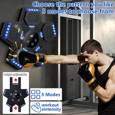 Музична бокс-машина з рукавичками для боксу, Bluetooth, для дітей та дорослих, для залу, чорна
