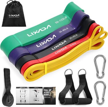 Набір фітнес-гумок Lixada з натурального латексу з дверним анкером, ручками з піни та сумкою для силових тренувань