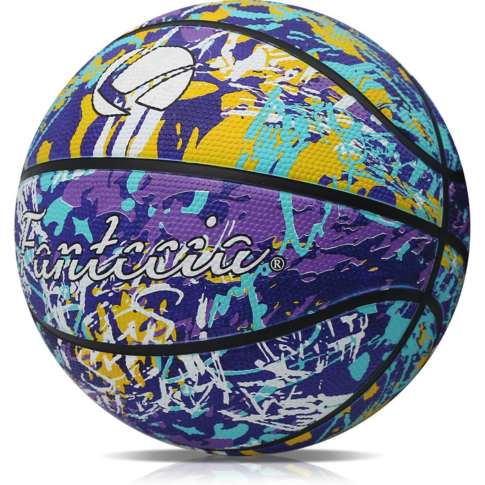Баскетбольний м'яч Fantecia, розмір 5, з насосом. Ідеальний для вуличних тренувань, початківців, підлітків та дорослих. Матеріал: гума, дизайн: графіті