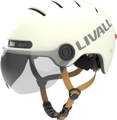 Велосипедний шолом LIVAL L23 Smarter City з візором, білий, розмір L (58-62 см)
