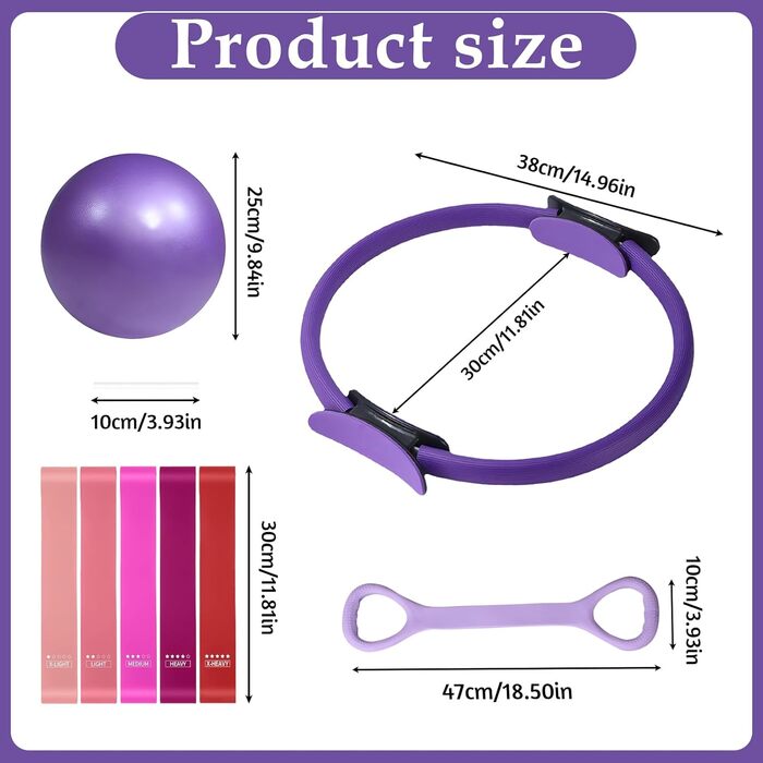 Набір для пілатесу: кільце, м'яч, ремінь, фітнес-кільце для тренування пресу, ніг та рук