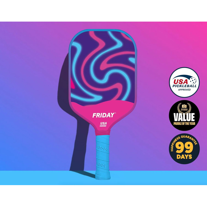 Ракетка для піклболу Friday з вуглецевого волокна, Unibody-конструкція з сотовою структурою, великий Sweet Spot, для обертання (1 шт.)