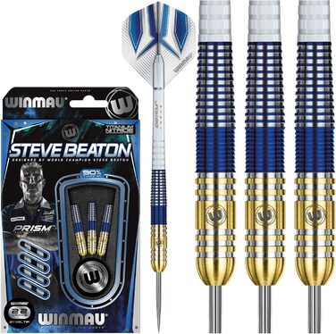 Дротики WINMAU Steve Beaton 22 г вольфрамові, сталевий наконечник, комплект із крилами та держателями, професійні для дартсу