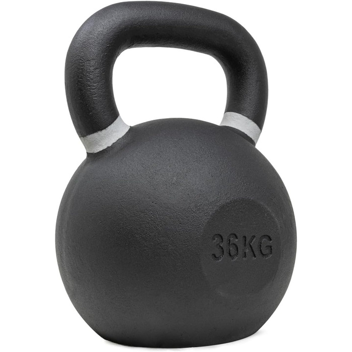 Гиря чавунна Strength Shop 10 кг з ергономічною ручкою, чорне порошкове покриття, кольорове маркування ваги, для функціонального тренування всього тіла, надміцна та довговічна