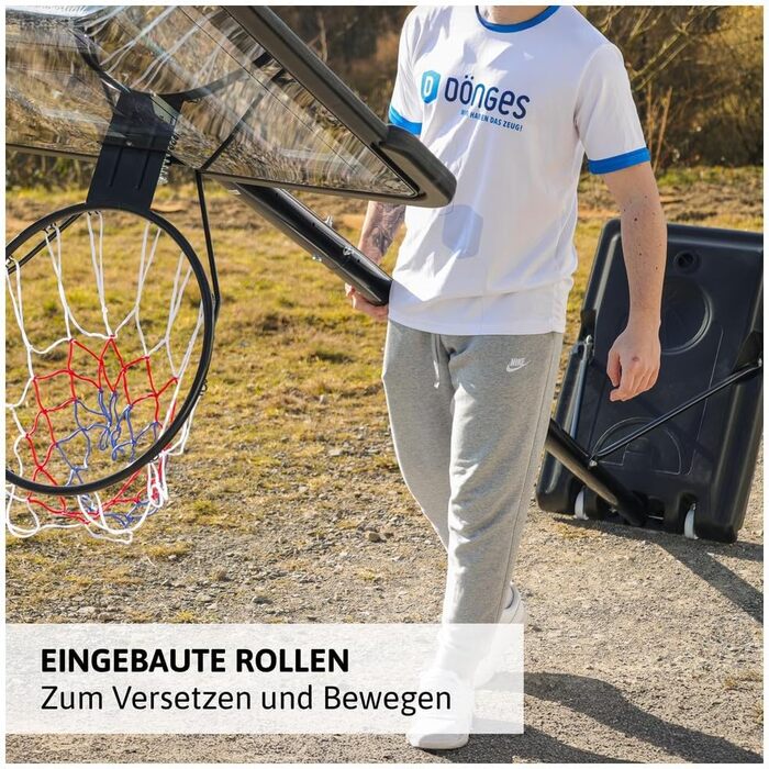 Баскетбольне кільце з регульованою висотою 1.5-3.05м Dönges - Комплект з м'ячем та насосом - Вуличне/Приміщення - Міцна, стійка до погодних умов - Для дітей та дорослих