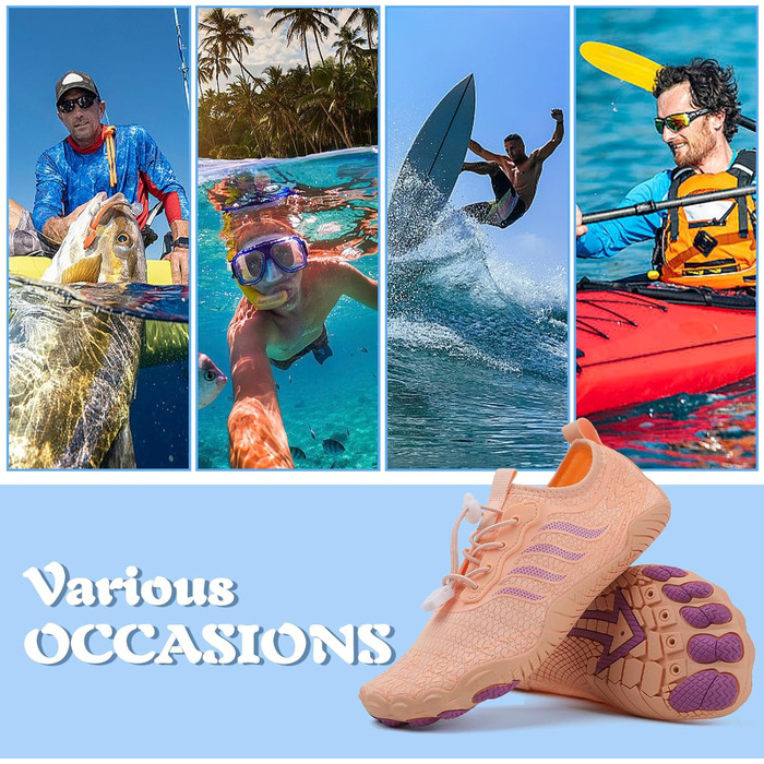 Чоботи для плавання чоловічі та жіночі, шкарпетки для пляжу, босі шкарпетки, літні плавальні черевики, аквашузи, швидко сохнуть, серфові черевики, рожеві, 38 EU