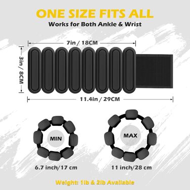 Набір манжет для ніг та зап'ясть Jueachy 1 кг (2 шт. по 0.5 кг) - для фітнесу, йоги, аеробіки, пілатесу. Чорний колір