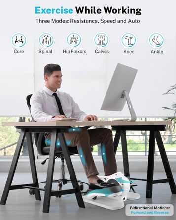 Еліптичний тренажер Gonex під стіл для літніх людей з 10 рівнями опору, тренажер для ніг, як у телепередачі, педальний тренажер для сидіння, 10 швидкостей & 3 автоматичні режими (білий)