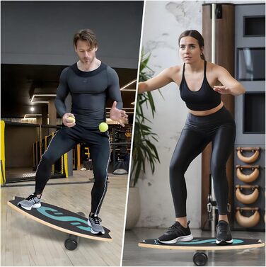 Баланс-борд Surfin Holz 6: для дітей та дорослих, 6 режимів, тренування балансу з роликом та кулею, 79.5 x 34.5 см