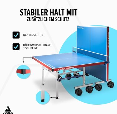 Стіл для настільного тенісу JOOLA Outdoor, професійний, 6 мм алюмінієва композитна поверхня, складана конструкція, з сіткою, для вулиці, вологостійкий