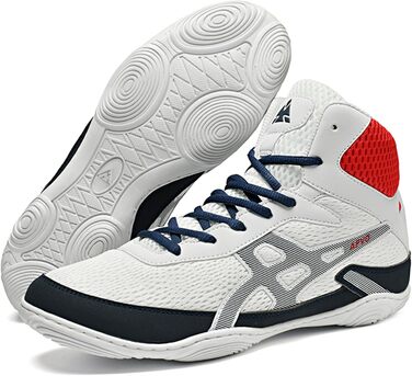Чоловічі боксерські туфлі для боротьби, дихаючі, неслизькі, зручні, хай-топ, фітнес-туфлі, для тренувань, зала, бодібілдинг, білі, 43 EU