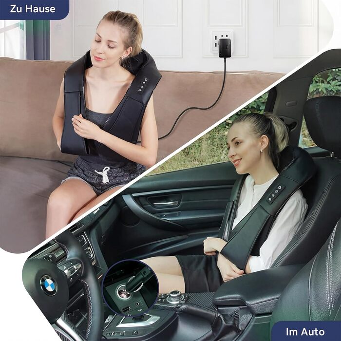 Масажер для шиї з підігрівом, 3D масаж для зняття болю в шиї, спині та попереку, Shiatsu масажер з 3 рівнями інтенсивності, подарунок для жінок та чоловіків