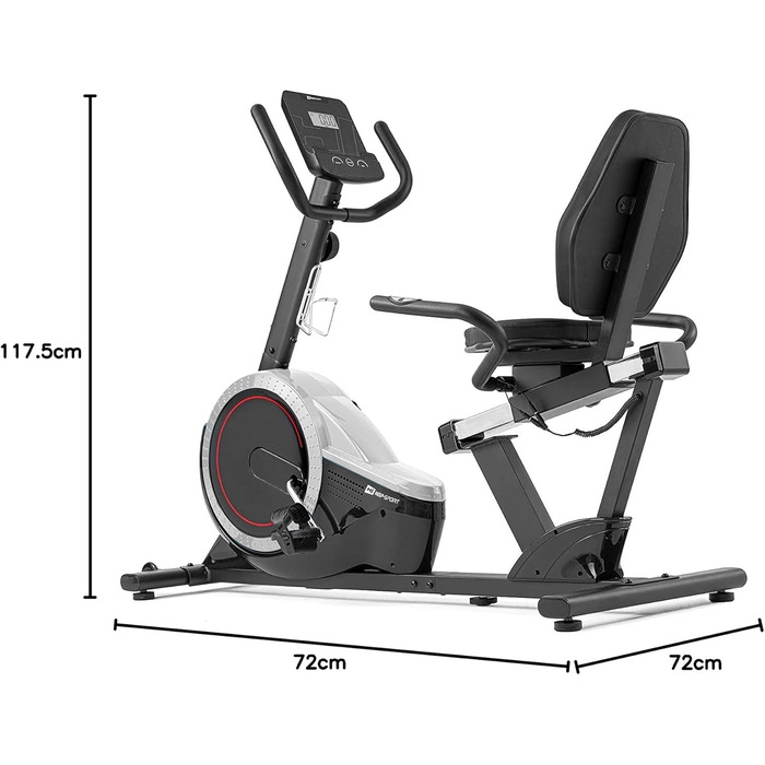 Велотренажер Hop-Sport Liegeergometer з LCD-дисплеєм, срібний - для дому, для літніх людей, витримує до 130 кг