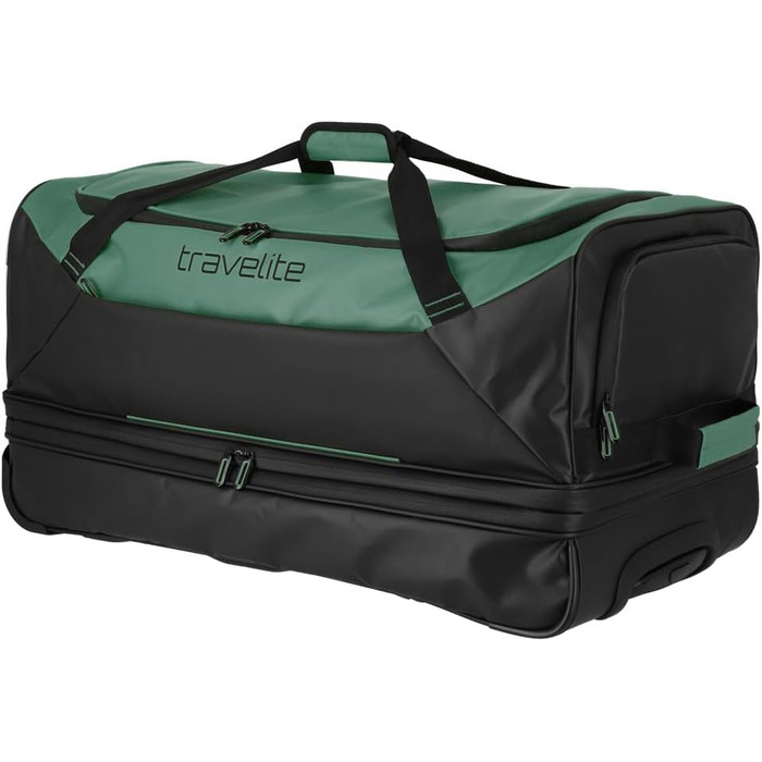 Дорожня сумка на колесах travelite, водостійка, м'яка, з розширенням, 70 см, 98-119 л, зелена