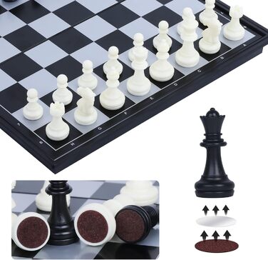 Шаховий набір 3-в-1 магнітний FISHOAKY: шахи, шашки, нарди. Компактний дорожній набір 31x31 см для дітей та дорослих. Ідеальний подарунок на Новий Рік та Різдво.