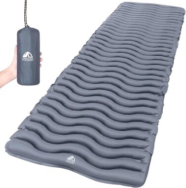 Килимок для кемпінгу Unigear 500g, Ultralight, Надувний, для туризму та відпочинку на природі, з подушкою, армійного кольору