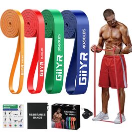 Фітнес-гуми Resistance Bands 4 рівня опору для чоловіків і жінок, набір еспандерів для тренувань, 4 шт. (Помаранчевий/Червоний/Зелений/Синій)