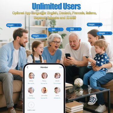 Ваги Vitafit Smart: цифрові персональні ваги з точним вимірюванням BMI та підключенням до додатку, до 182 кг, срібно-чорний колір