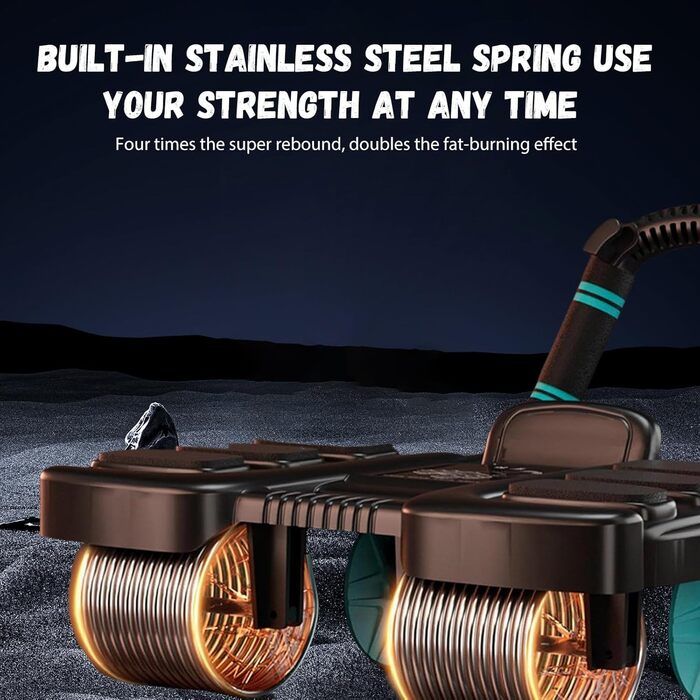 Ролер для пресу Bauchrad 2025 з автоматичним відскоком, 4-колісний тренажер для пресу з тримачем для телефону, тренажер для пресу, тренування пресу вдома, у фітнес-клубі, чорний
