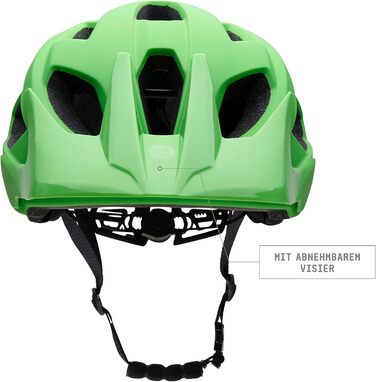 Велосипедний шолом AGU XC MTB для чоловіків і жінок, зелений, знімний козирок, вентиляція, In-Mold, стандарт EN1078, Unisex, система Continental Diverder, розмір S/M (52-58 см)
