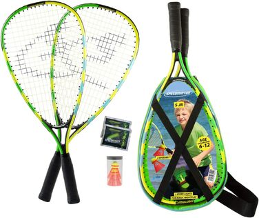 Дитячий набір Speedminton Junior Set – оригінальний набір для спідбадмінтону/кросмінтону з 2 воланами FUN Speeder, зелена сумка
