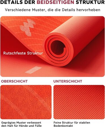 Йога мат HAPBEAR XXL: широка, спортивна, фітнес-мат з антиковзаючим покриттям 198x137 см / 183x116 см / 6 мм, надміцна, для пілатесу, тренажерного залу, дому, воркауту, зелена