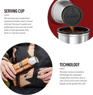 Термос Thermos King 0,47 л, нержавіюча сталь, червоний