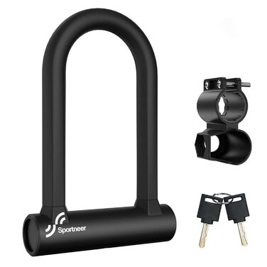 Надійне велозамкне Sportneer: 17 мм, 1.5 м кабель, для гірського, шосе, електровелосипеда, з кріпленням. Чорний.