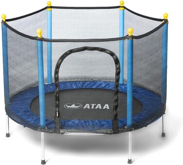 Батут для дітей Salty 140 см з сіткою, захистом та блискавкою, блакитний (для дому та вулиці)