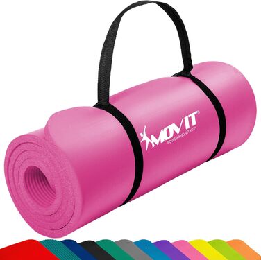 Гімнастичний килимок MOVIT, гіпоалергенний, без фталатів, рожевий, 183x60x1 см, для дому та фітнесу