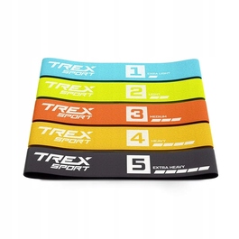 Набір фітнес-резинок Trex Sport, багатоколірні, 33 см, 5 шт., 2,5-25 кг