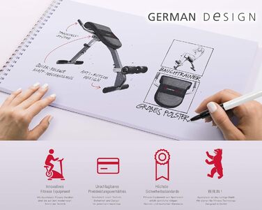 Складана та регульована лава для тренувань Sportstech 3в1 (BRT200) – для пресу, спини та ніг | До 130 кг | Сірий колір