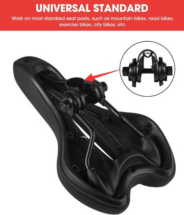 Гелевий велосипедний сідло MSDADA для жінок та чоловіків, водонепроникний, червоний