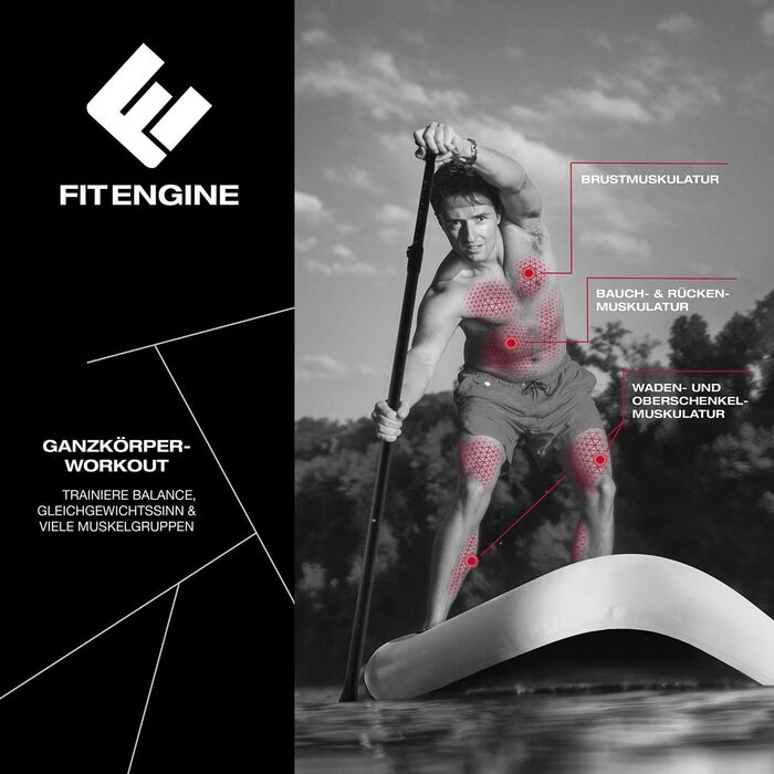 Надувна SUP-дошка FitEngine Allrounder 12', 365 см, комплект: весло, насос, drybag, чохол для телефону, drop-stitch технологія, універсальна для дітей і дорослих