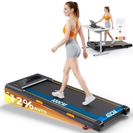 Walking Pad з регулюванням нахилу 12%, амортизація, біговий стіл з розумним додатком, двигун 2.5PS, для дому та офісу, пульт дистанційного керування та LED дисплей, 180 кг, автоматичний нахил та додаток