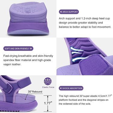 Жіночі сандалі ONCAI Wander з ортопедичною устілкою та підтримкою склепіння стопи, фіолетові, розмір 43 EU