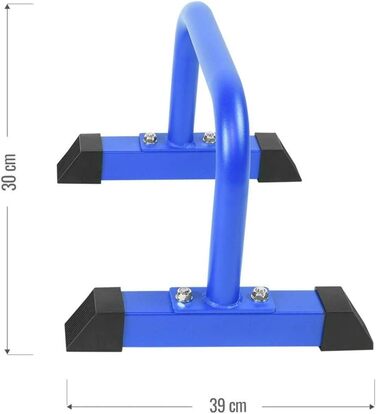 Паралети для фітнесу GORILLA SPORTS, низькі, набір 2 шт., 46x39x30 см, до 200 кг, нековзні, сталь, бруси для віджимань, дипів і стійки на руках, сині, для кросфіту та каллістеніки