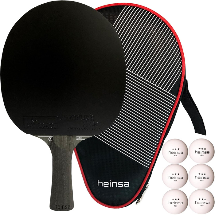 Турнічний стіл тенісний набір Heinsa Carbon Profi Black Edition: ракетка, м'ячі, сумка, легке дерево, ITTF, преміум-якість