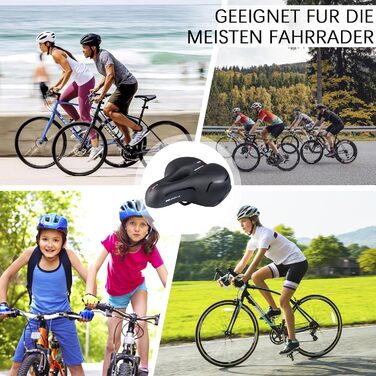 Зручний велосипедний сідло, гелевий, широкий, м'який, дихаючий, амортизуючий, ергономічний велосипедний сідло з водонепроникною кришкою та інструментами для встановлення, 26 * 21.5 см (Червоний)