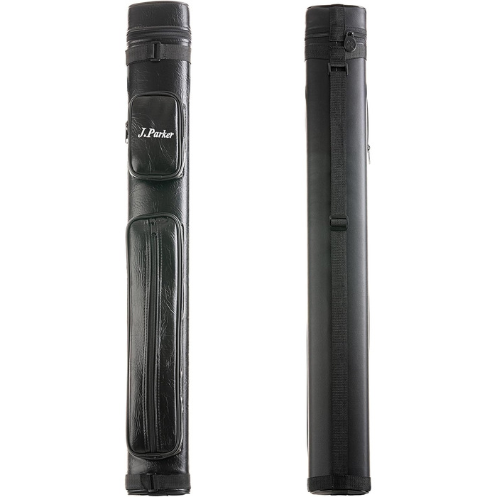 Чохол для більярду J. Parker на 2/2 та 2/4 кия, з високоякісної штучної шкіри, велика кишеня для аксесуарів та регульований ремінь, чорний, 85 см