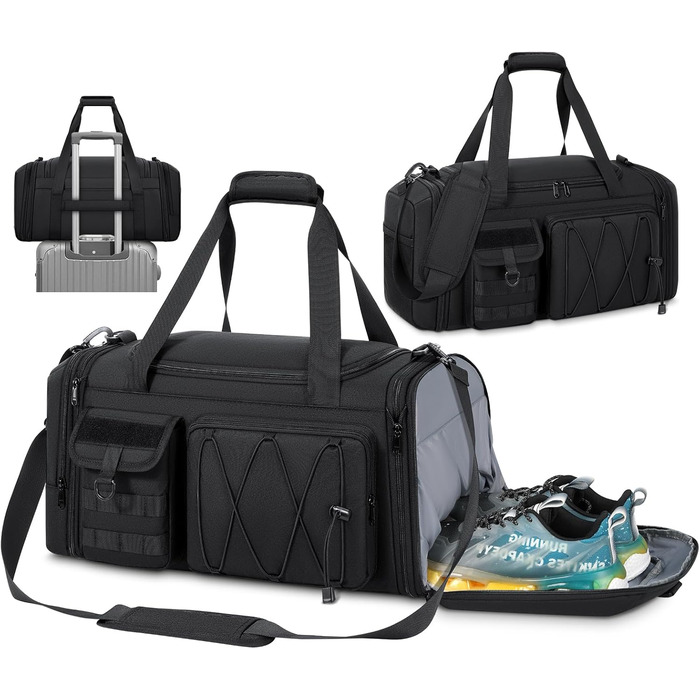 Спортивна сумка RAINSMORE 40L, водонепроникна, з відділенням для взуття, для чоловіків та жінок, чорна